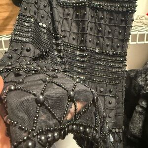 Black Beaded Mesh Dress